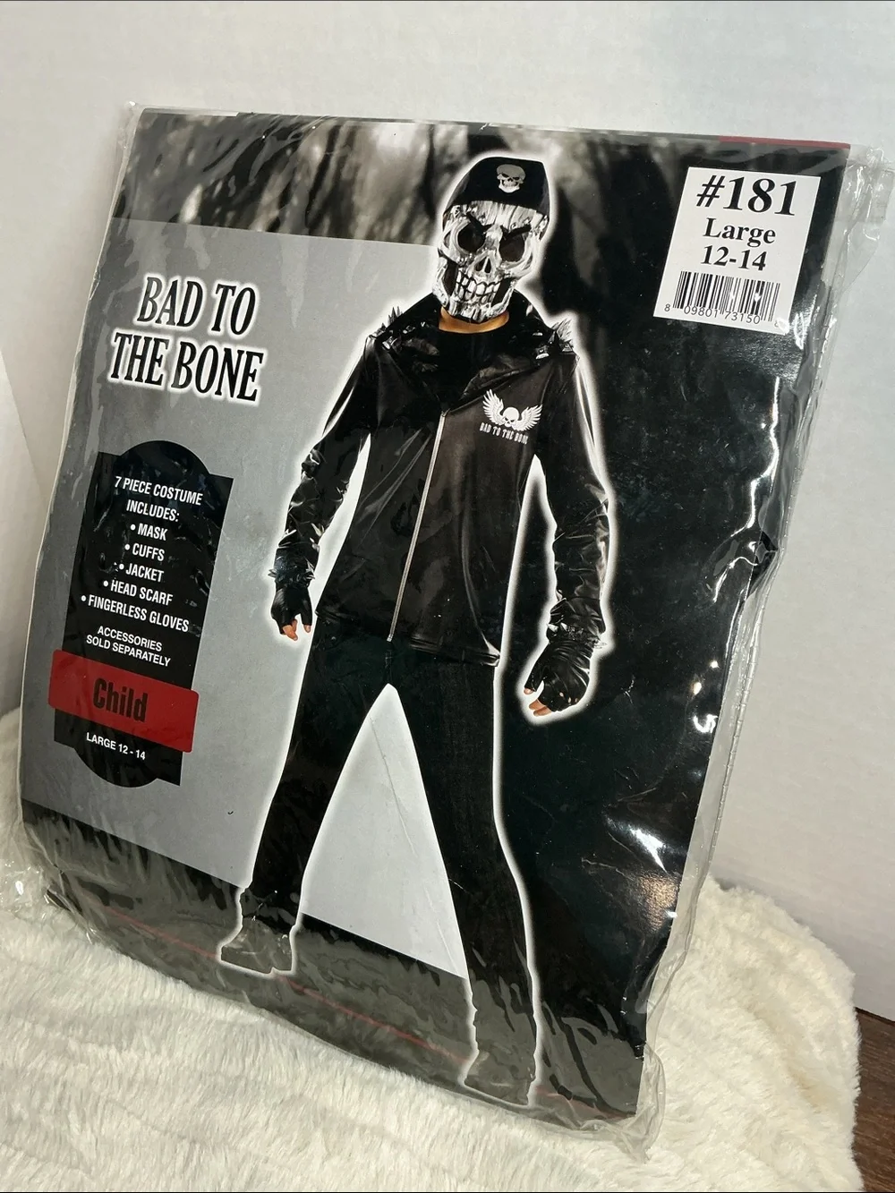 🎃 Bad to the Bone 7-Piece Child’s Halloween Costume – Size L 12–14 – Like New